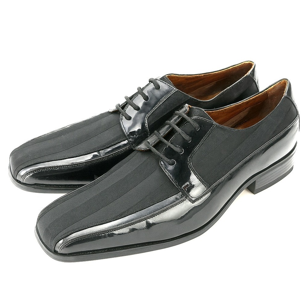 Men's 8.5 Casual Oxford Lace up Striped Satin Patent‎ Tuxedo Prom Dress Shoes